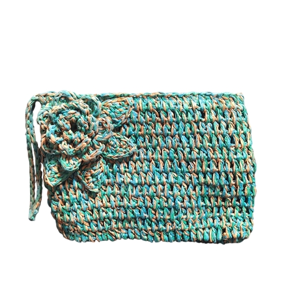 Capelli Teal Raffia Wristlet - Picture 2 of 3